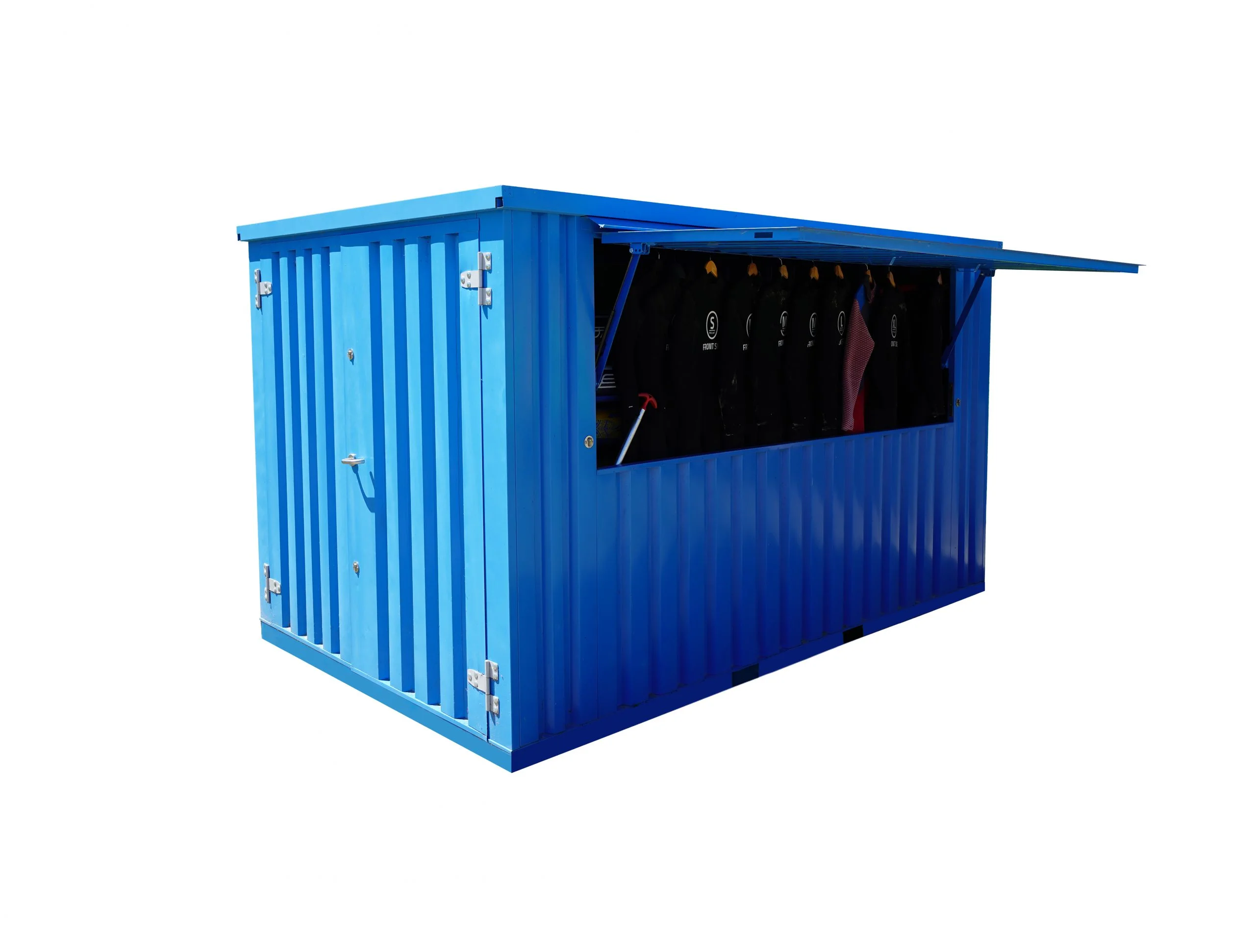 130d33_27423affee4c4059a05c5ac92f8ebe68mv2-1.webp Zerlegbarer Barcontainer 4×2 Meter XL Blau RAL 5015 – Bild 1