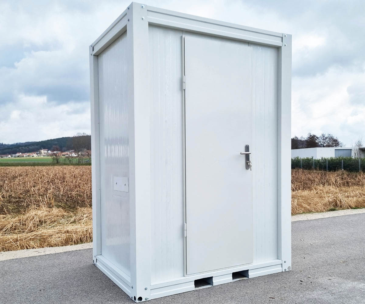 EA.jpg Sanitärcontainer SCEW RAL 9002 Grauweiß | H 2335 x B 1650 x T 1200 mm | Tür einflügelig | mit Warmwasser – Bild 1